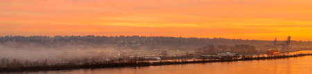 Panorama of Sunset on Fraser Riverの写真素材
