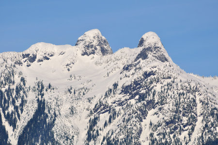 Snow-capped Crown Mountain in winter