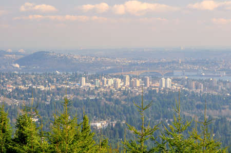 View of Metro Vancouver from top of a mountainの写真素材