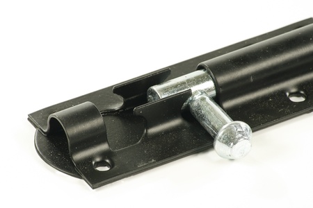 security door bolt isolated on a white backgroundの写真素材