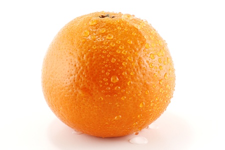 single orange isolated on white backgroundの写真素材