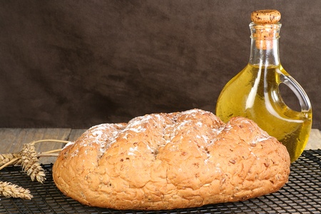 home baked malted barley bread on a cooling rackの写真素材