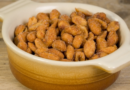 bowl of dry roasted salted peanut snacksの写真素材