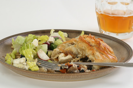 vegetarian filo parcels filled with fennel mushroom and sun dried tomatoes                               の写真素材