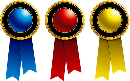 Ribbons and Awards: Blue, Red and Yellowの写真素材