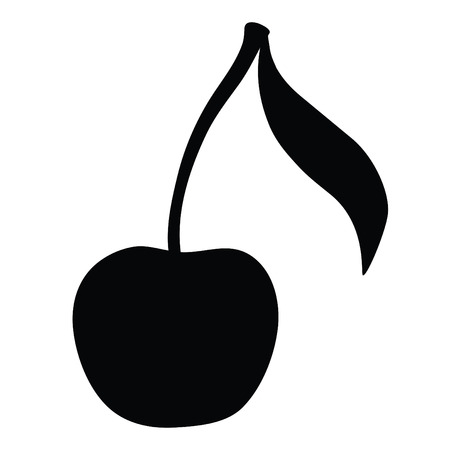 A black and white silhouette of a cherry.のイラスト素材