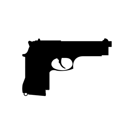 A black and white silhouette of a handgunのイラスト素材