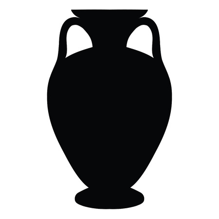 A black and white silhouette of an ancient greek potのイラスト素材