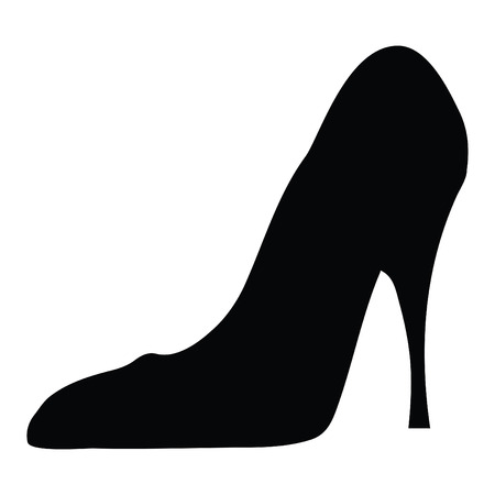 A black and white silhouette of a high heel shoeのイラスト素材