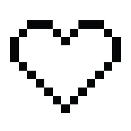 Black and white pixel heartのイラスト素材