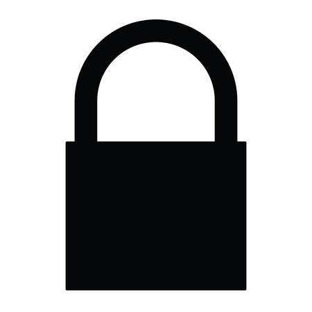 A black and white silhouette of a closed padlockのイラスト素材