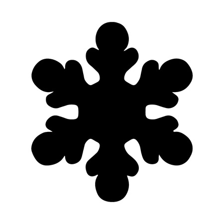 A black and white silhouette of a snowflakeのイラスト素材
