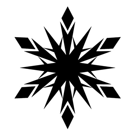 A black and white silhouette of a snowflakeのイラスト素材