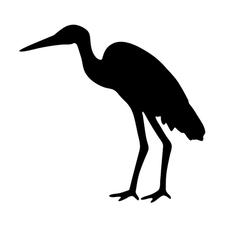 A black and white silhouette of a storkのイラスト素材