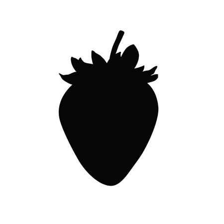 A black and white silhouette of strawberryのイラスト素材