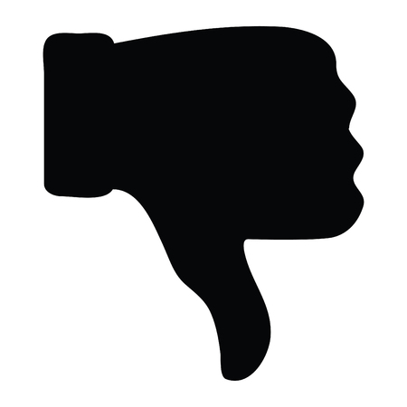 A black and white silhouette of a thumbs down gestureのイラスト素材