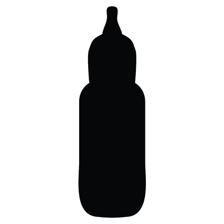 A black and white silhouette of a baby bottleのイラスト素材