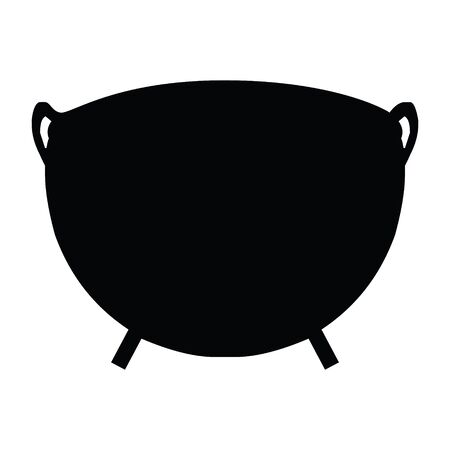 A black and white vector silhouette of a cauldronのイラスト素材