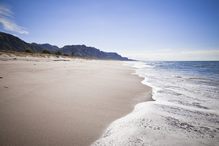 White sand beach, Papamoa, Bay of plenty, New Zealandの写真素材