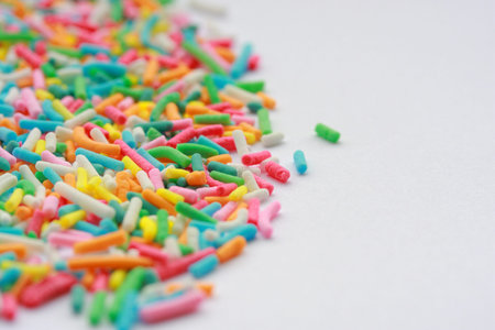 Colorful sprinkles of sugary sweet ice cream topping