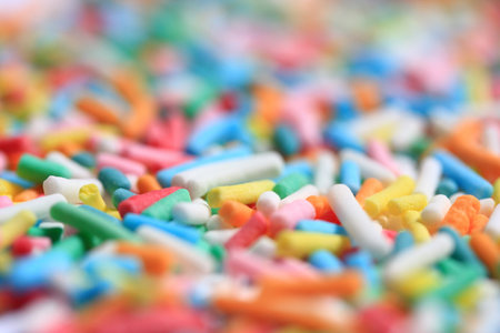 Colorful sprinkles of sugary sweet ice cream topping