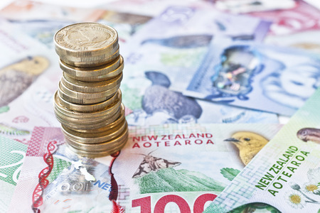 New Zealand cash, money or currency. Notes and coinsの写真素材