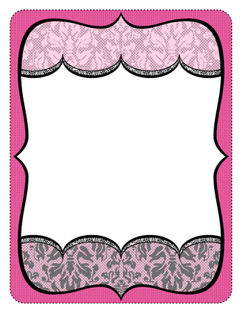 Fancy pink and gray frame printout with laceの写真素材