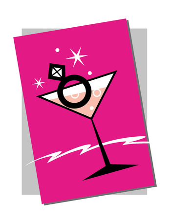 Wedding engagement ring in champagne glassの写真素材