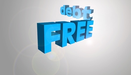 3D text concept for the message "Debt Free", possibly for a business or personal strategy.の写真素材