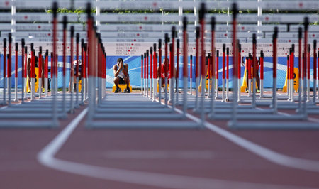 MONCTON, CANADA - June 22: 110-meter hurdler Moseley Ingvar at the Canadian Track & Field...