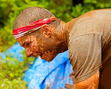 Mike Roth concentrates at the Mud Run for Heart July 25, 2015, Waterford, New Brunswick, Canada.
