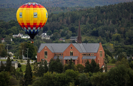 Evening flight at the 30th annual Atlantic International Balloon Fiesta over Sussex, New Brunswick, Canada, Sept. 13, 2015.のeditorial素材