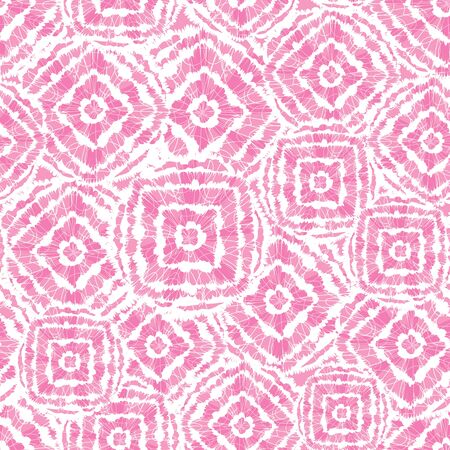 Vector pink shibori diamond and squares overlap patten. Suitable for textile, gift wrap and wallpaper.のイラスト素材