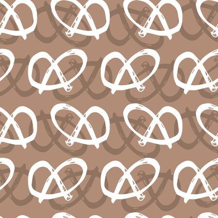 brown monochrome pretzel repeat patternのイラスト素材