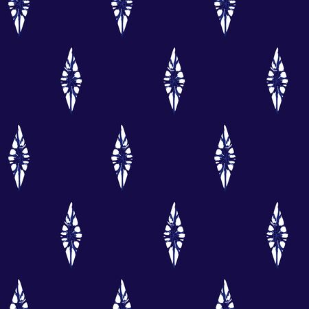 Vector blue shibori simple diamond polka dot seamless pattern. Suitable for textile, gift wrap and wallpaper.のイラスト素材