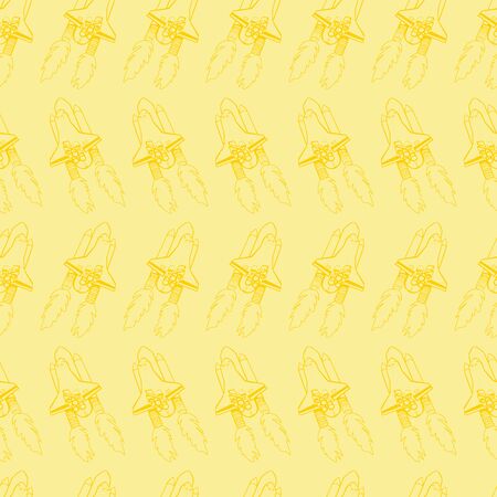 Vector yellow simple repeating space shuttle outlines pattern. Perfect for kids fabric, scrapbooking and wallpaper projects.のイラスト素材