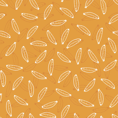Vector orange hand drawn scattered bananas doodle background pattern. Perfect for fabric, scrapbooking and wallpaper projects.のイラスト素材