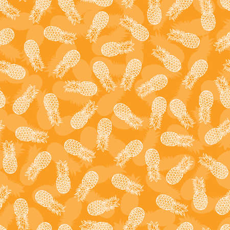Vector yellow monochrome scattered pineapple seamless repeat pattern. Perfect for fabric, scrapbooking and wallpaper projects.のイラスト素材