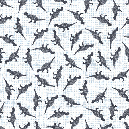 Vector white canvas dinosaur t-rex sketch scattered polko dot repeat pattern 03. Perfect for textile, giftwrap and wallpaper.の写真素材