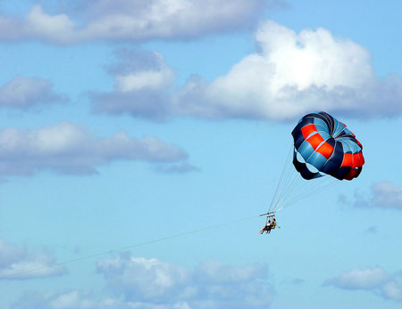 A parasail in the sky.の写真素材