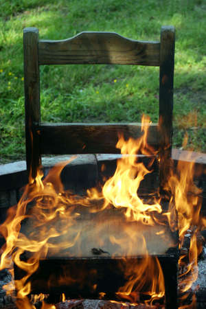 A chair on fire... metaphorの写真素材