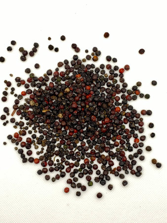 Fresh and dried pepper seeds make for pepper powder.の写真素材