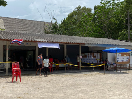 Thai local elections; The election of member of the district council on March 28, 2021 during Covid-19 in Huaynang sub-district, Trang province in southern of Thailand.のeditorial素材