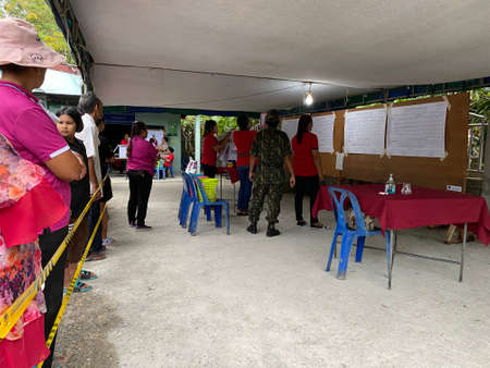 Thai local elections; The election of member of the district council on March 28, 2021 during Covid-19 in Huaynang sub-district, Trang province in southern of Thailand.のeditorial素材