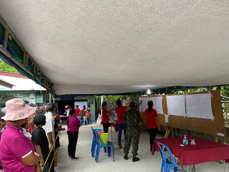 Thai local elections; The election of member of the district council on March 28, 2021 during Covid-19 in Huaynang sub-district, Trang province in southern of Thailand.のeditorial素材