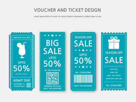 ticket or voucher vector template designのイラスト素材