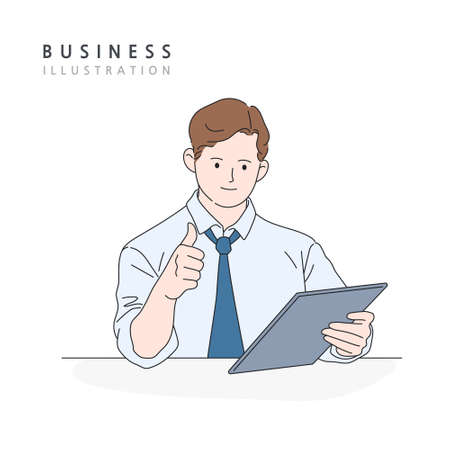 Business concept vector line illustrationのイラスト素材