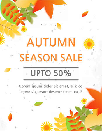 Autumn seasonal background frame with falling autumn leaves.Vector autumn illustration.のイラスト素材