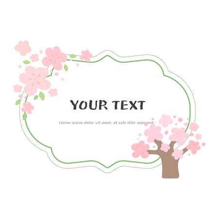 set of spring flower frames, vector.のイラスト素材