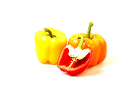 fresh paprika on white backgroundの写真素材